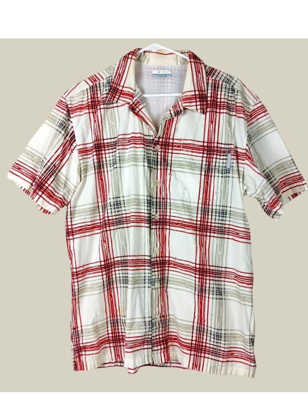 Columbia PFG Trollers Best Plaid Fishing Camp Shirt Mens Medium Boat Angler
